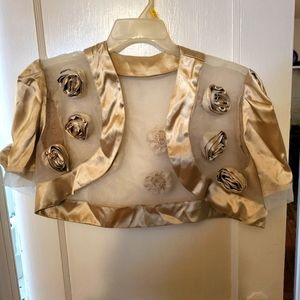 Bolero jacket with sheer material and sheer roses